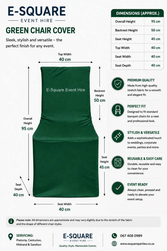Kids Chair Cover Dark Green Hire - E-Square Party Hire