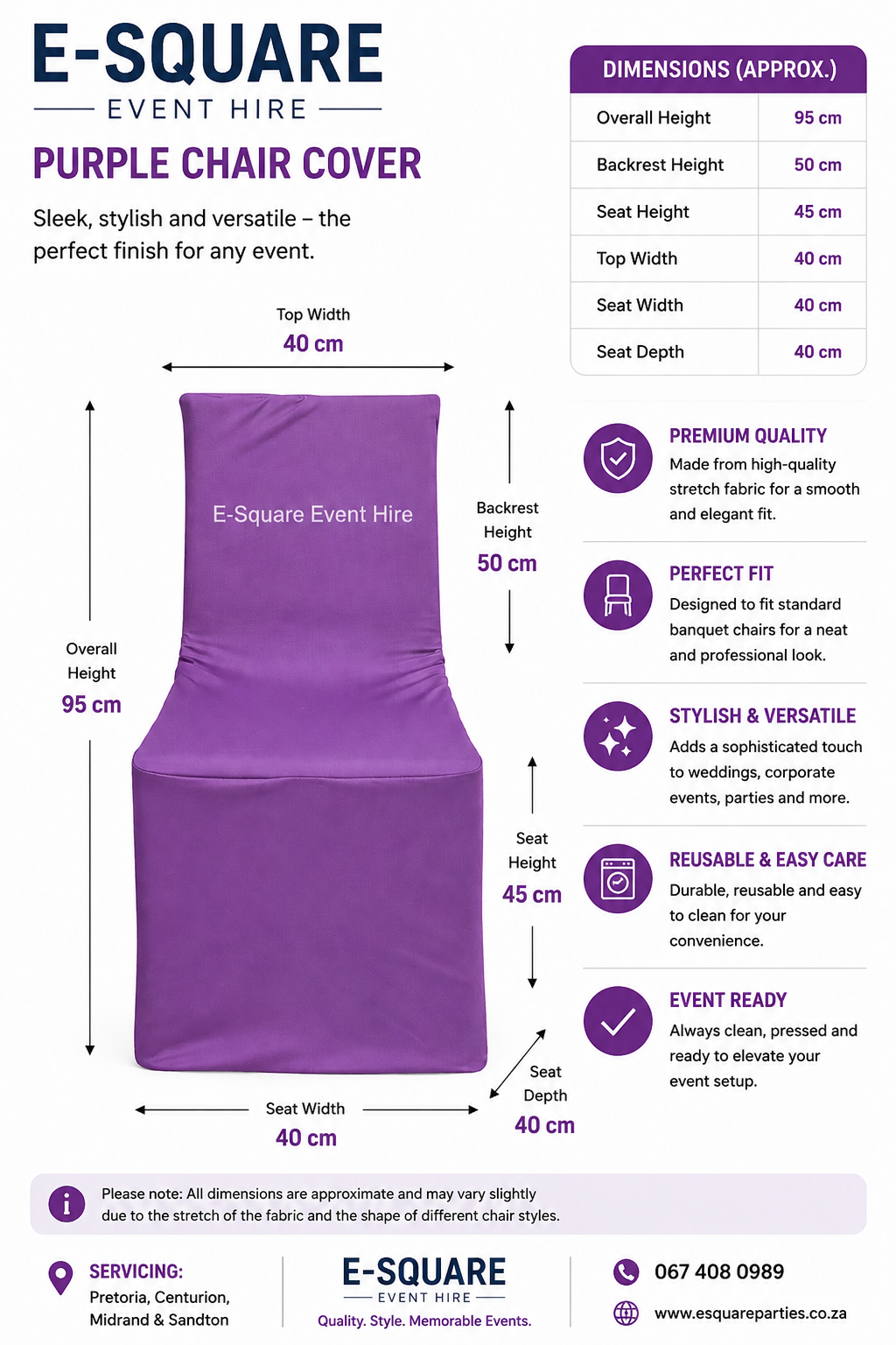 Kids Chair Cover Dark Purple Hire - Image 2
