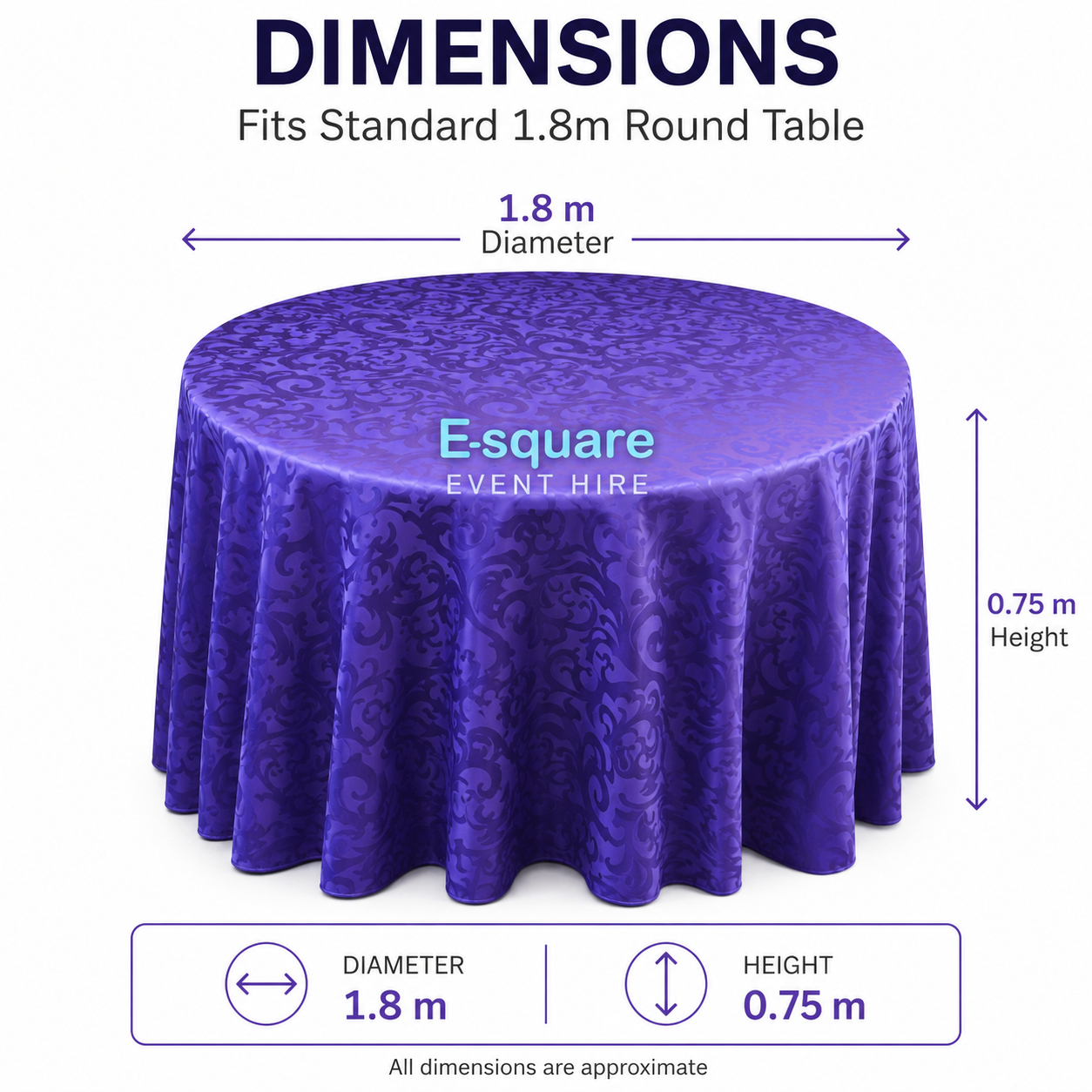 Round Tablecloth Purple (Hire) - Image 2