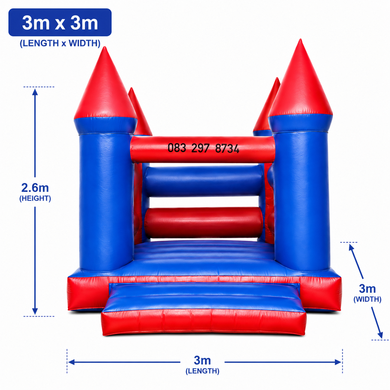 Ricardo (Blue And Red) Jumping Castle Hire (3mx3m) - Image 3