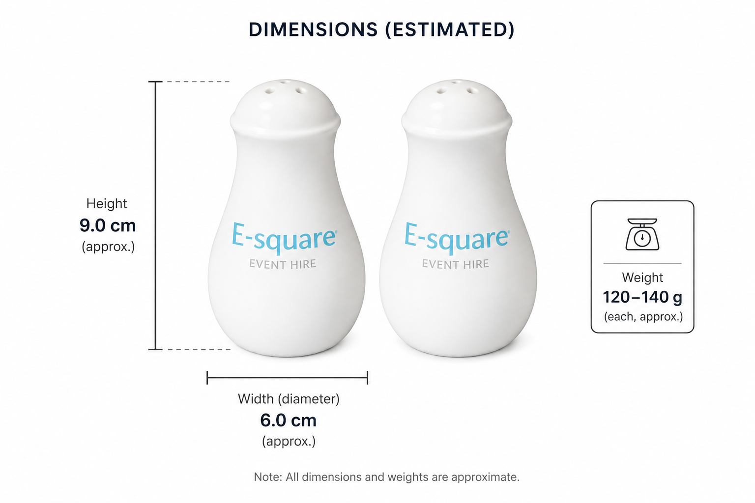 Salt And Pepper Set White Hire - Image 2