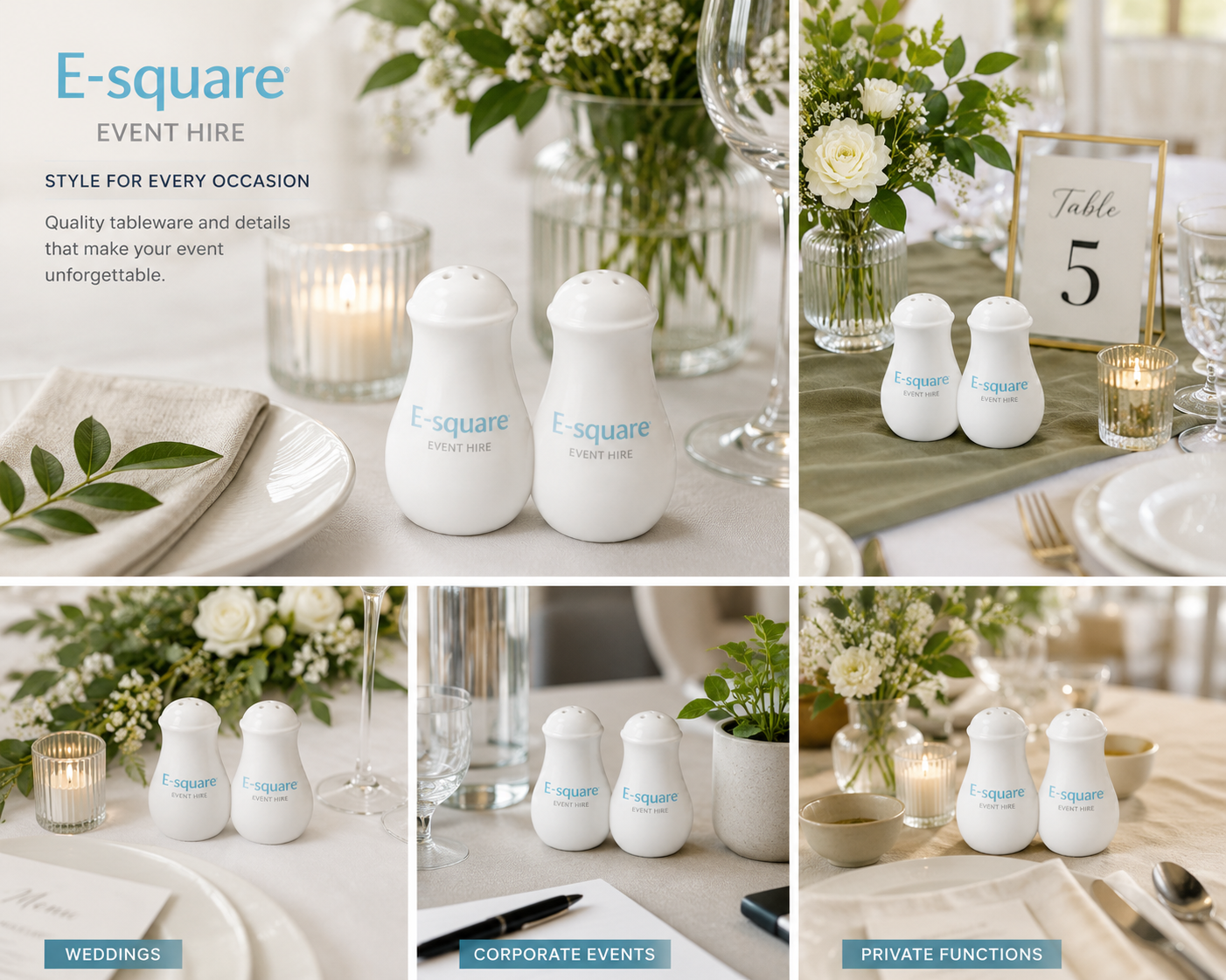 Salt And Pepper Set White Hire - Image 3
