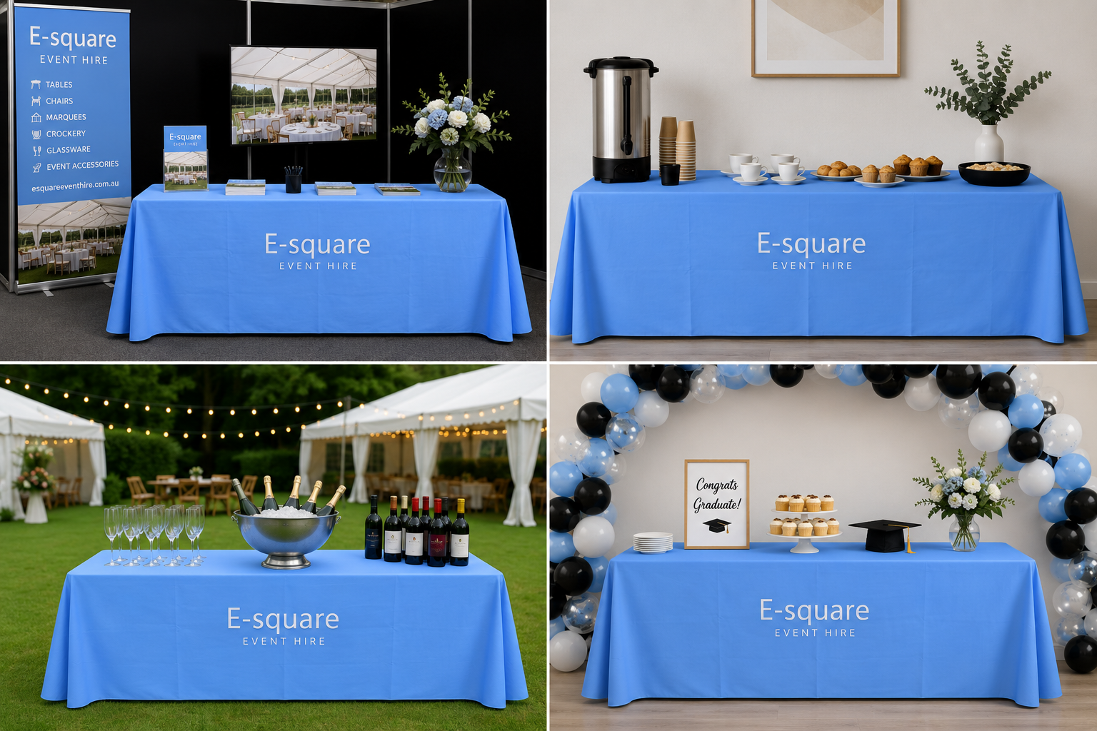 Large Tablecloth Sky Blue (Hire) - Image 3