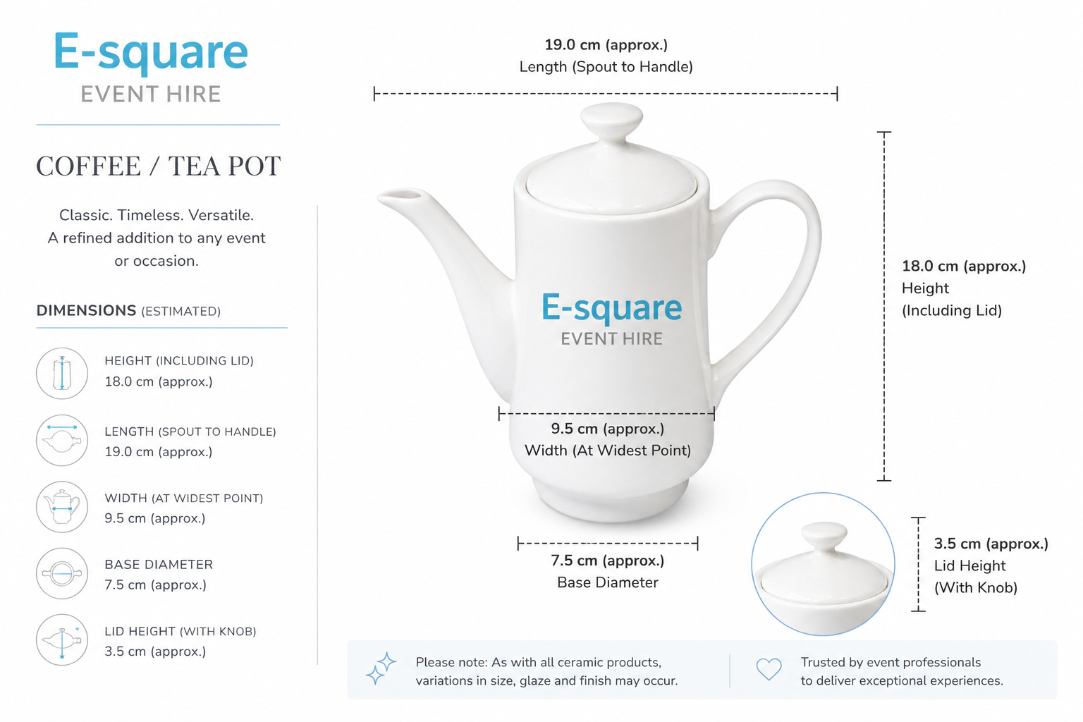 Tea Pot White Hire - Image 2