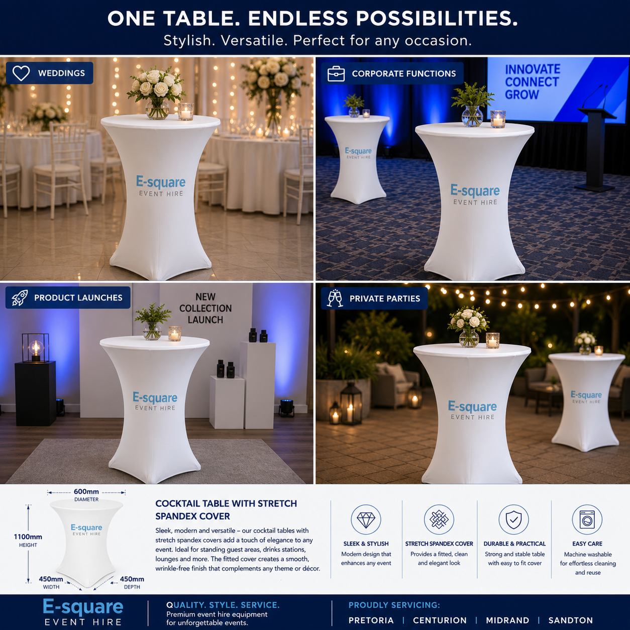 Cocktail Tablecloth White (Hire) - Image 2