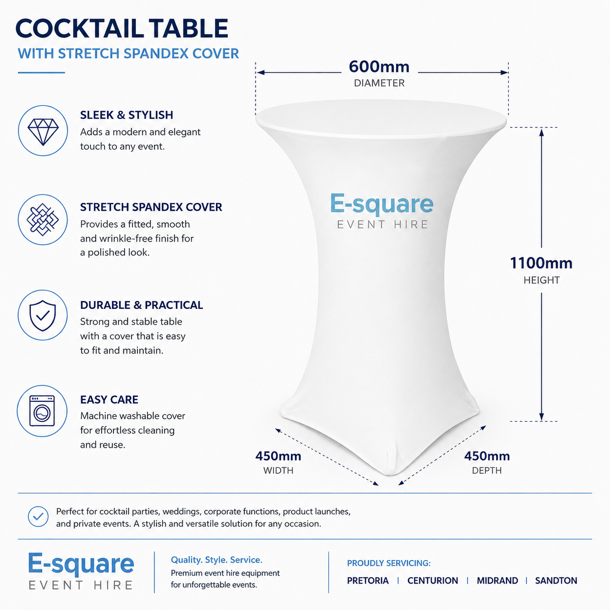 Cocktail Tablecloth White (Hire) - Image 3