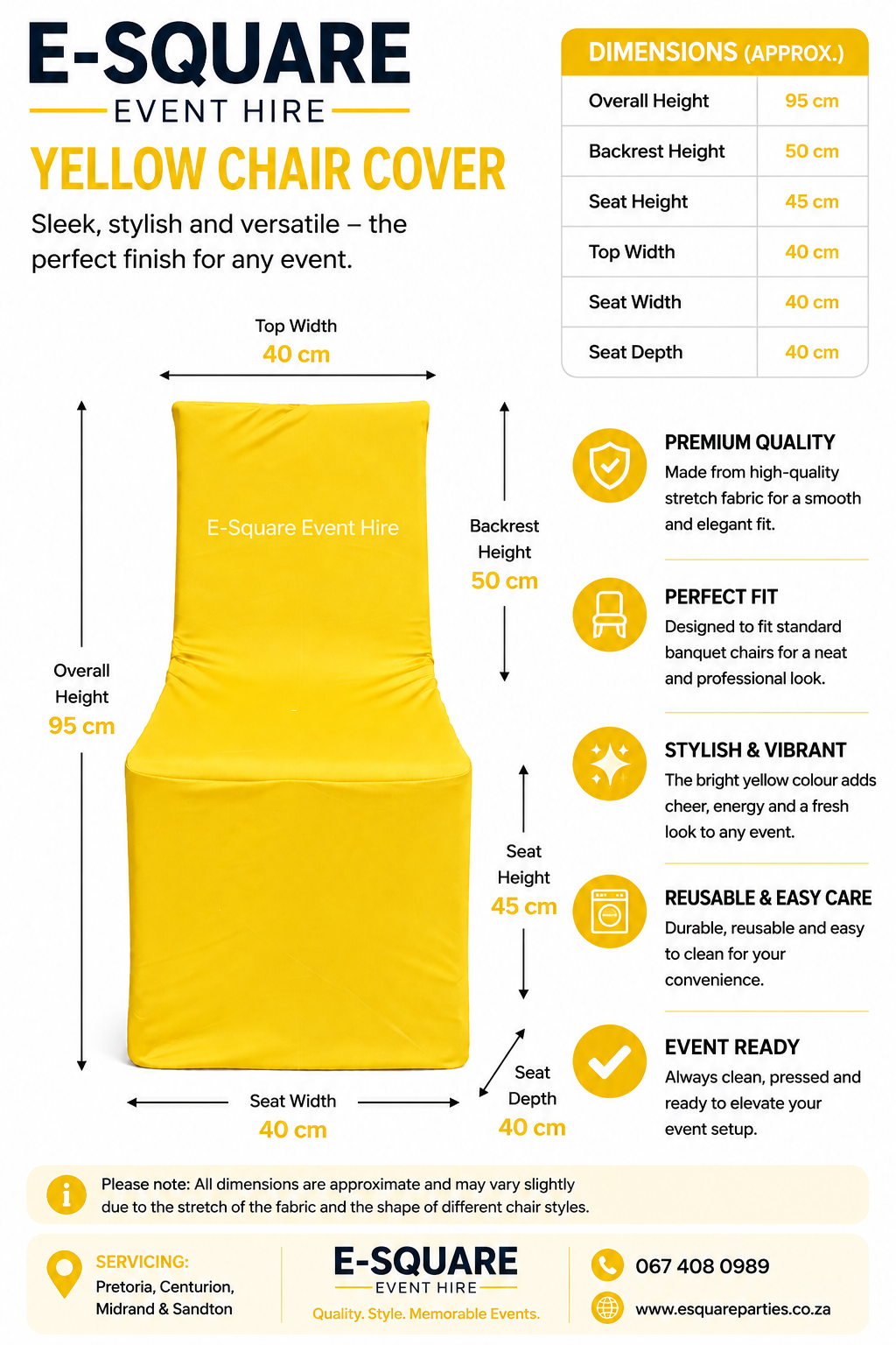 Kids Chair Cover Yellow Hire - Image 2