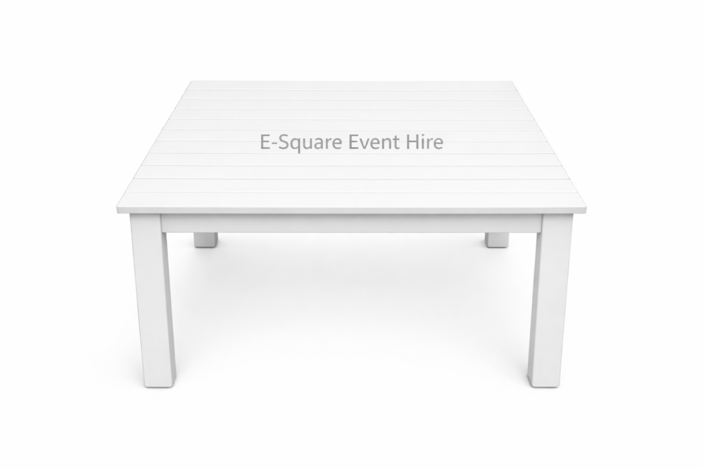Wood Table White (Hire) - E-Square Party Hire
