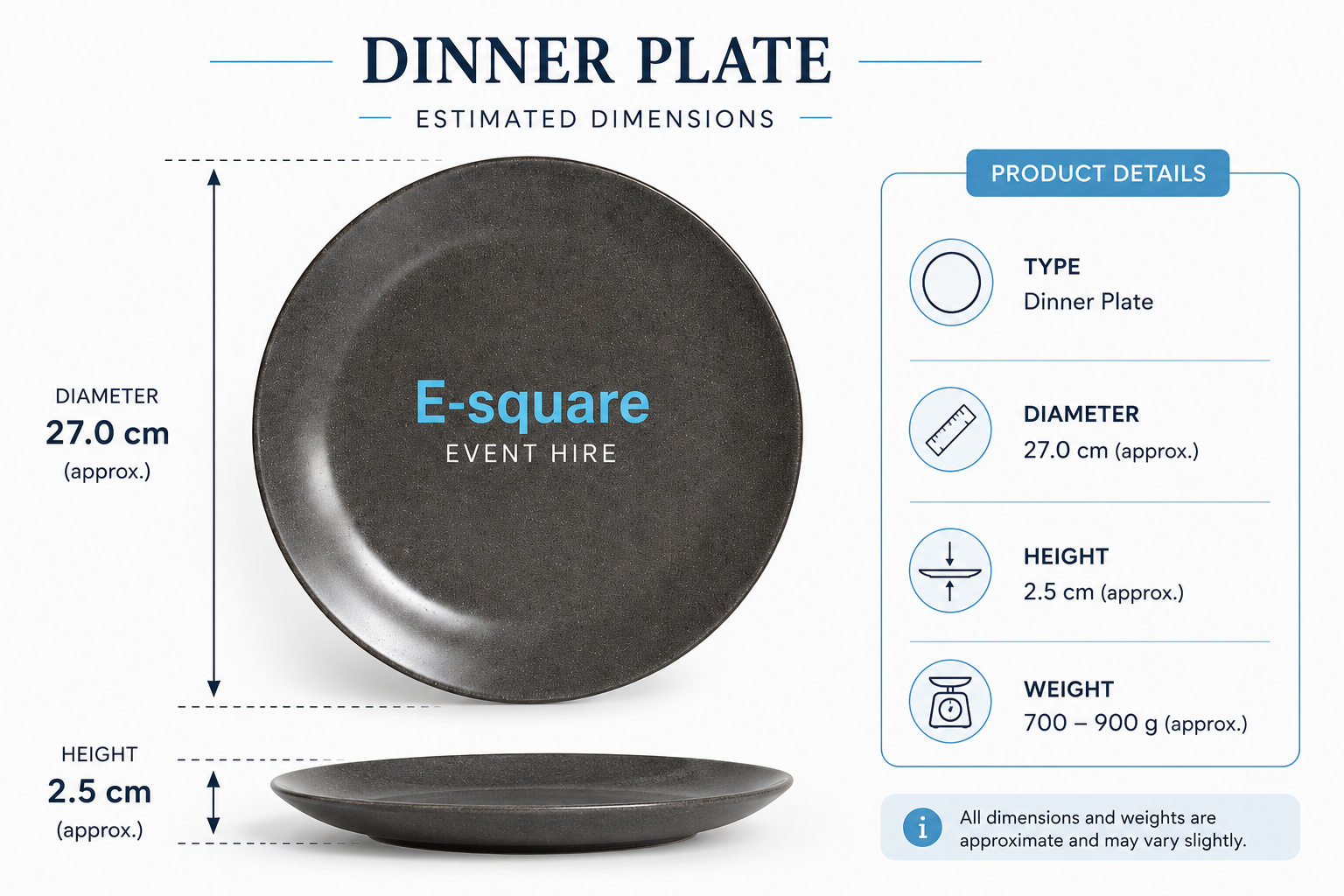 Speckled Grey Dinner Plate Hire - Image 3