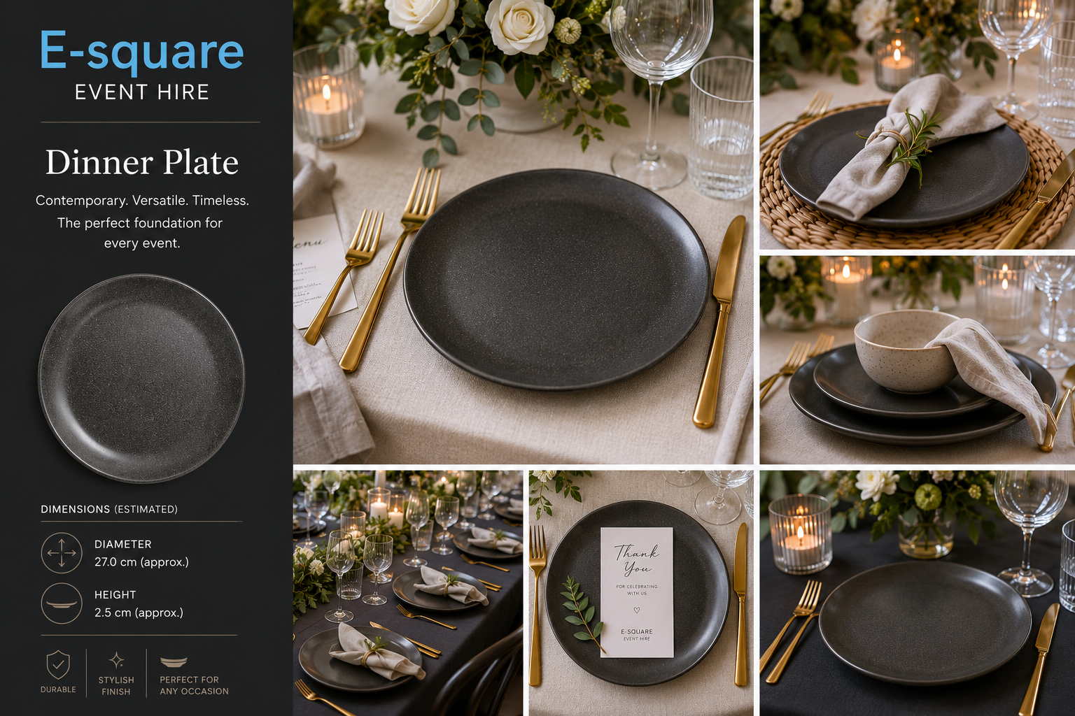 Speckled Grey Dinner Plate Hire - Image 4
