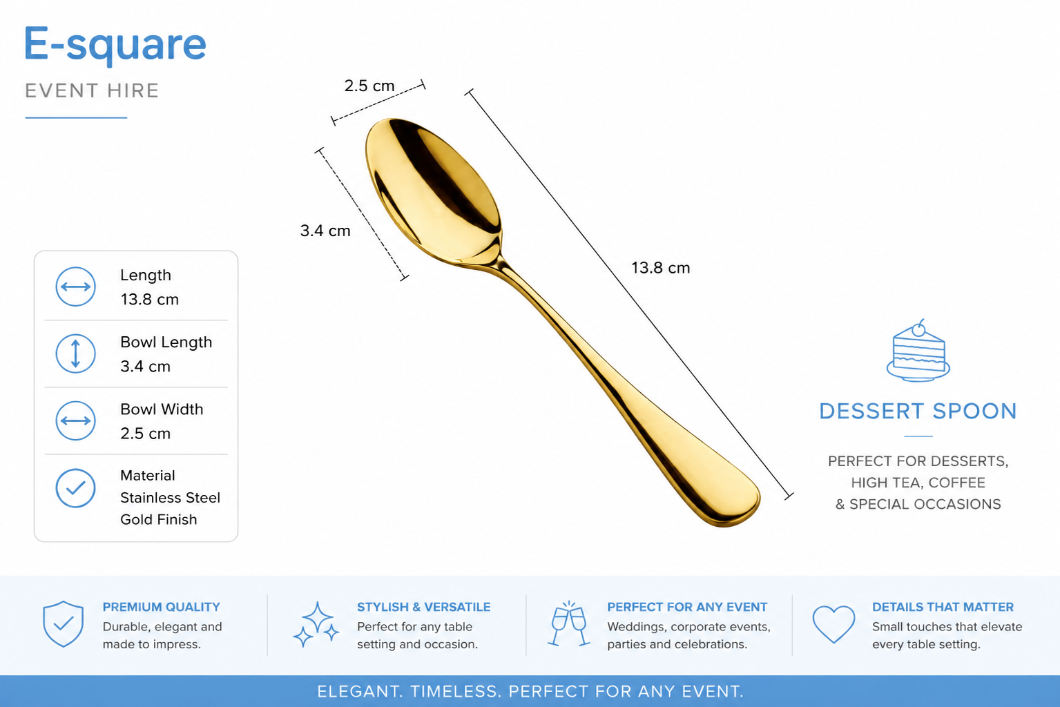 Gold Dessert Spoon Hire - Image 2