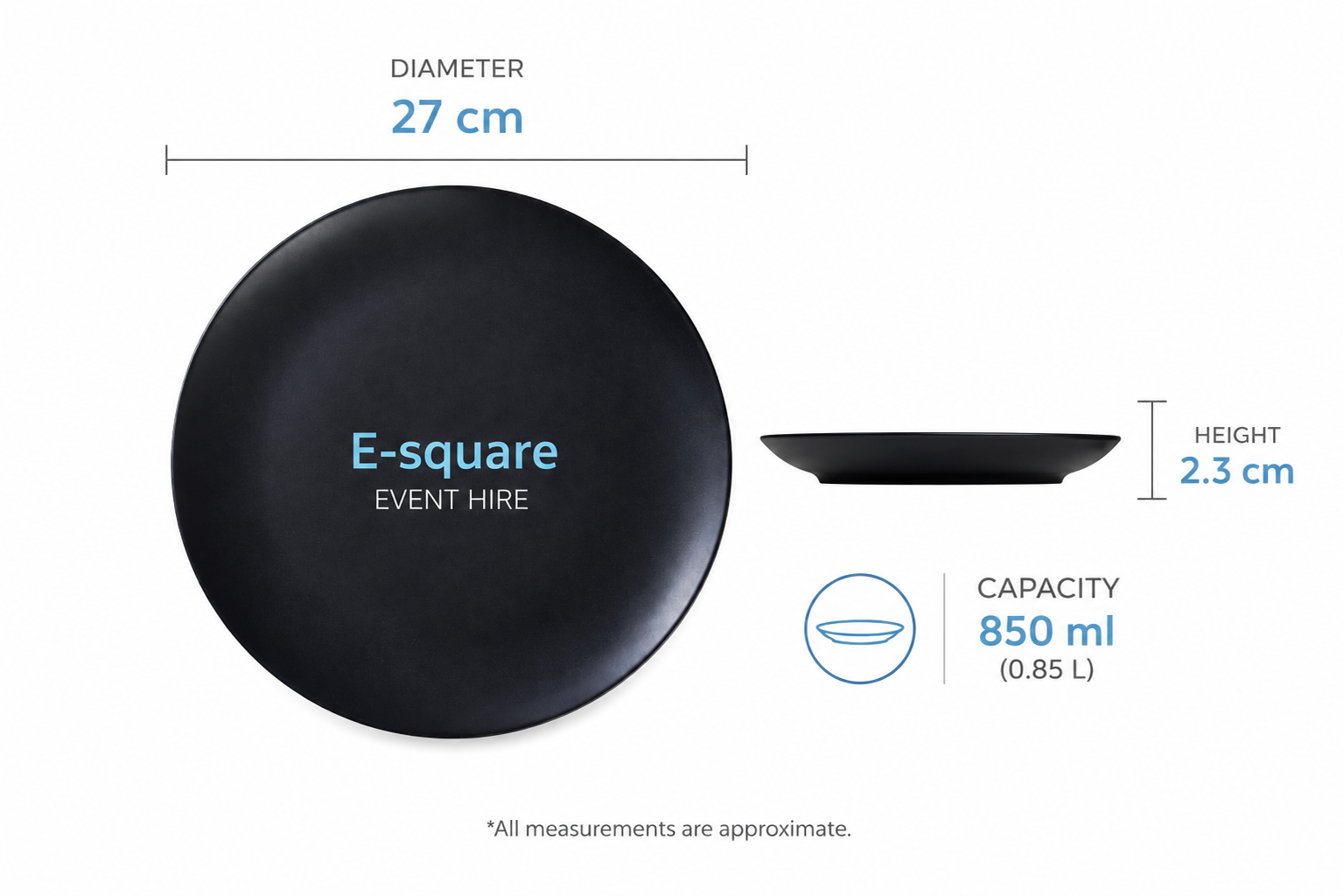 Dinner Plate - Black Hire - Image 2